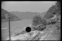 0758_Mining rail track , along side  water