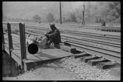 0832_Miner taking  a rest on his way home, aftershift