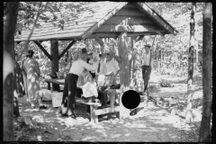 1252_Family meal in a sturdy picnic shelter with roof  , possibly Garrett County , Maryland