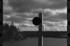 2381_ Lone cross and abandoned log  rollway  , Au Sable River, Michigan