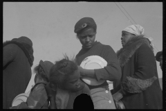 2959_ African -Americans  line up for food  in camp for flood victims