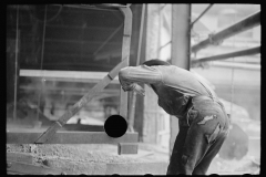 3097_Worker shielding from the heat , at the Blast Furnace, 