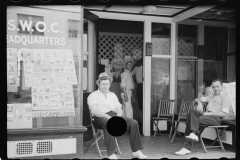 3132_Steelworker sitting in front of union office, Midland, Pennsylvania .Steel Workers Organising Committee