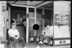 3133_Steelworker sitting in front of union office, Midland, Pennsylvania .Steel Workers Organising Committee