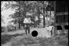 3265_ Former settler and his house before re-location to Wabash Farm , Martin County, Indiana