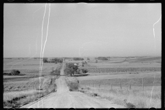 3383_ Country road  through grazing land, Dawson County, Nebraska     (spoiled negative )