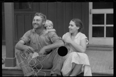 0083_Young resettled farmer, with wife and child, Penderlea, North Carolina
