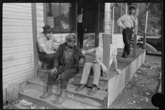 0717_Miners on steps of Company Store Scotts, Run , West Virginia