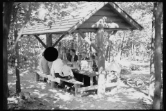 1251_Family meal in a sturdy picnic shelter with roof  , unknown location