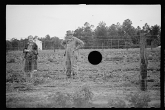 1326_Couple  inspecting boundary fence, possibly Irwinville , Georgia