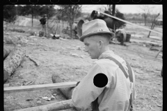 2192_Splitting shingles with froe and maul on Coalins project  farm,  western Kentucky