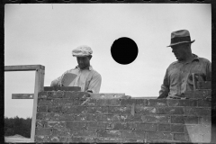 2250_Laying cinder blocks, Greenbelt construction, Maryland