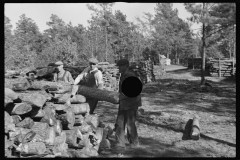 2607_Resettlement worker piling  logs  on Eastern Shore Land Use Project, Maryland