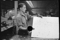 3110_ Steelworker with sheet of galvanised steel ,  Pittsburgh, Pennsylvania