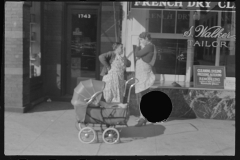 3518_Dry Cleaners , Women with baby carriage, L Street, Washington, D.C.