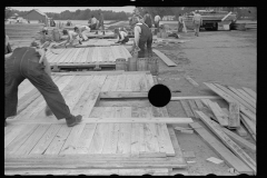 3966_Carpenters working on prefabricated houses, Roanoke Farms, North Carolina