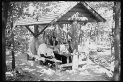 1251_Family meal in a sturdy picnic shelter with roof  , unknown location