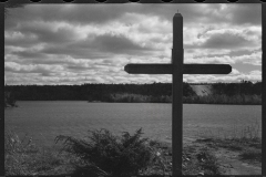 2380_ Lonely cross and abandoned log  rollway  , Au Sable River, Michigan