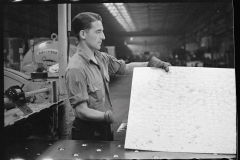 3110_ Steelworker with sheet of galvanised steel ,  Pittsburgh, Pennsylvania