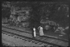 1035__Two women walking the tracks , Omar, West Virginia