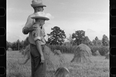 1871_Pride of harvest, hay stooks  farmer with son , unknown location.