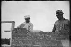 2250_Laying cinder blocks, Greenbelt construction, Maryland