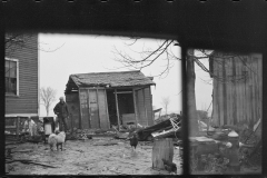 2338_ Resettlement client in yard with flood debris , Hatfield, Massachusetts