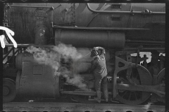 2699_ 'Oiling-up ' steam locomotive, Coal mine yard Jefferson  County , Alabama