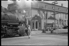 2803_Locomotive in street probably close to railroad station, Randolph , Vermont