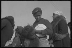 2959_ African -Americans  line up for food  in camp , flood victims, Forrest City, Arkansas