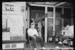 3132_Steelworker sitting in front of union office, Midland, Pennsylvania .Steel Workers Organising Committee