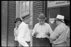 3145_Steelworkers chatting  outside Union Office, Aliquippa,  Pennsylvania .