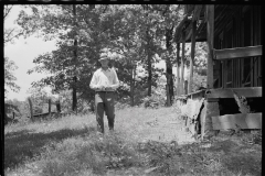 3265_ Former settler and his house before re-location to Wabash Farm , Martin County, Indiana