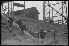 3582_ Coal miners going up to mine  Maidsville, West Virginia