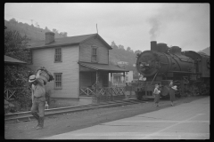 3606_Train pulls coal through centre of town Osage, West Virginia