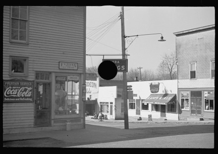 0453_Drug store and street corner, Nashville, Indiana