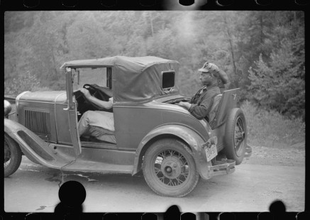 0972_Miners going home by car , Austin Ten 2 seater with rumble seat