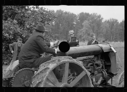 0103_Commissioner Allen operating Fordson tractor, Berwyn